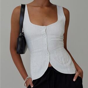 Spirito Vest Top White Thin Stripe